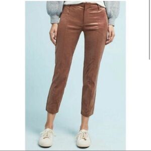 Anthropologie Pants Womens US 0 Brown Velvet Crop Essential Slim Zip Pockets